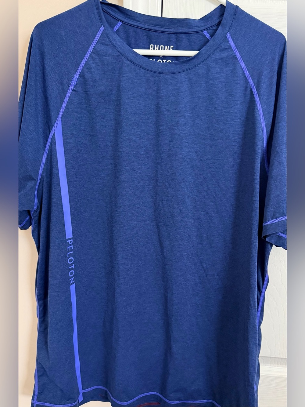 Rhone x Peloton Mens Short Sleeve Nylon Athletic Stretch Shirt Blue Purple XXL